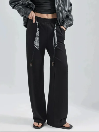 HICCUP Modal Touch Belted High Waist Straight Leg Knit Pants Bersan Collection