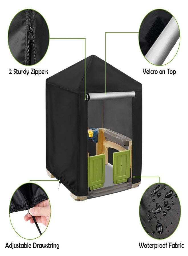 Andacar Outdoor Playhouse Cover for Step2 Playhouse,Waterproof Kids Outside Play house Cover Outdoor Play Houses Covers for Kids - 56"L×56"W×60"H, Black - Image 3