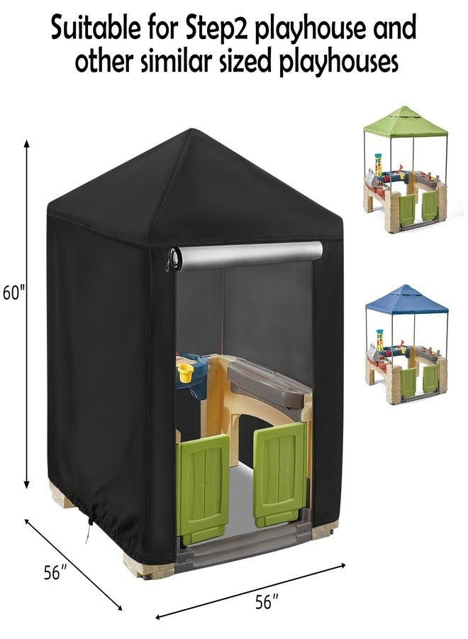 Andacar Outdoor Playhouse Cover for Step2 Playhouse,Waterproof Kids Outside Play house Cover Outdoor Play Houses Covers for Kids - 56"L×56"W×60"H, Black - Image 2
