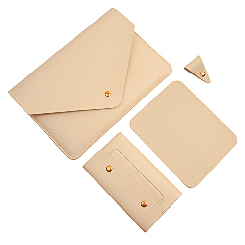 Benfan Laptop Sleeve 13 Inch Compatible with New 2024 MacBook Air 13, New MacBook Pro 13, Dell XPS 13 with Small Pouch, Mouse Pad and Cord Organizer, Color Beige - Image 1