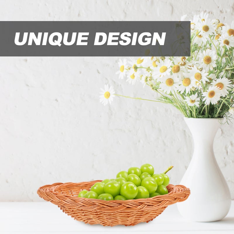 Wicker Woven Storage Basket Bread Basket Snacks Fruit Serving Basket Casserole Pot Serving Holder - Image 2