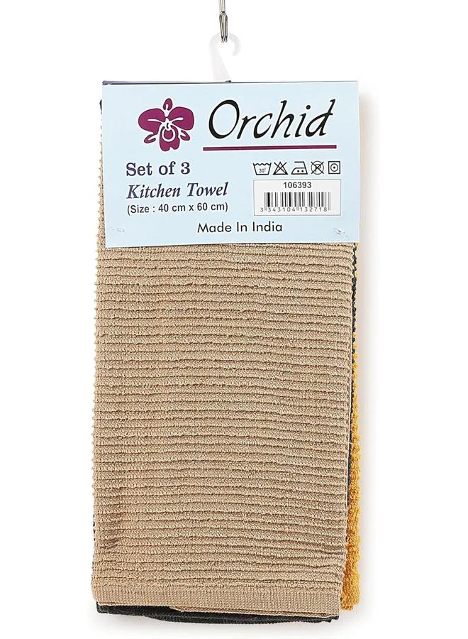 Orchid 3-Pieces Kitchen Towel Set, Solid 40X60cm