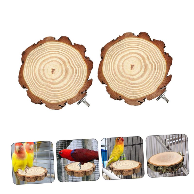 2Pcs Natural Wood Bird Perch Stand Platform for Parrots Squirrels Chinchillas Random Color - Image 4