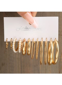 Generic Creative Gold C-Hoop Earrings Chic Pearl Jewelry 5609901 