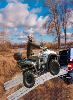 C&C Home Lightweight Portable Folding Pickup Truck Aluminum Ramps 340 KG Powersports Loading Ramps for Trucks ATV UTV Bike Trailer Lawn Mover Motorcycle Pickup Ramp for Outdoor Sports 28x226 cm  - Image 3