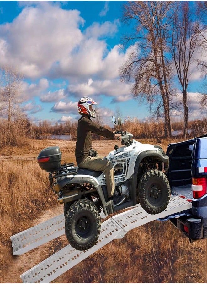 C&C Home - Lightweight Portable Folding Pickup Truck Aluminum Ramps 340 KG Powersports Loading Ramps for Trucks ATV UTV Bike Trailer Lawn Mover Motorcycle Pickup Ramp for Outdoor Sports 28x226 cm - Image 1