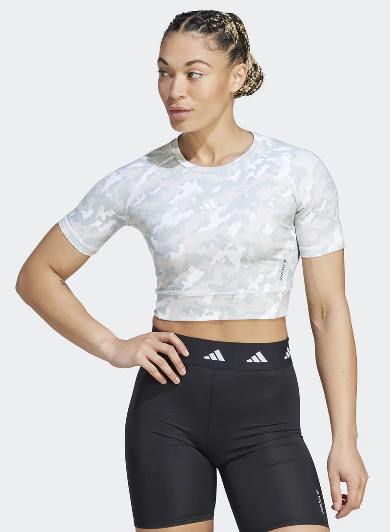 Adidas Techfit Camo Print Crop Training T-Shirt