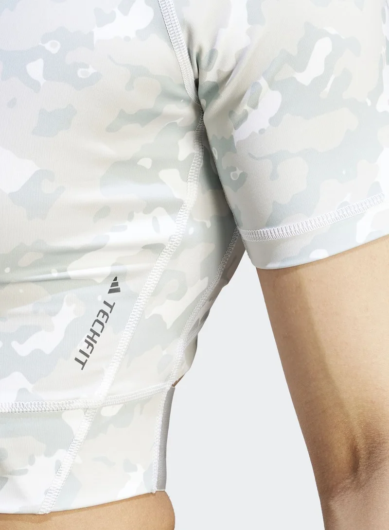 Adidas Techfit Camo Print Crop Training T-Shirt