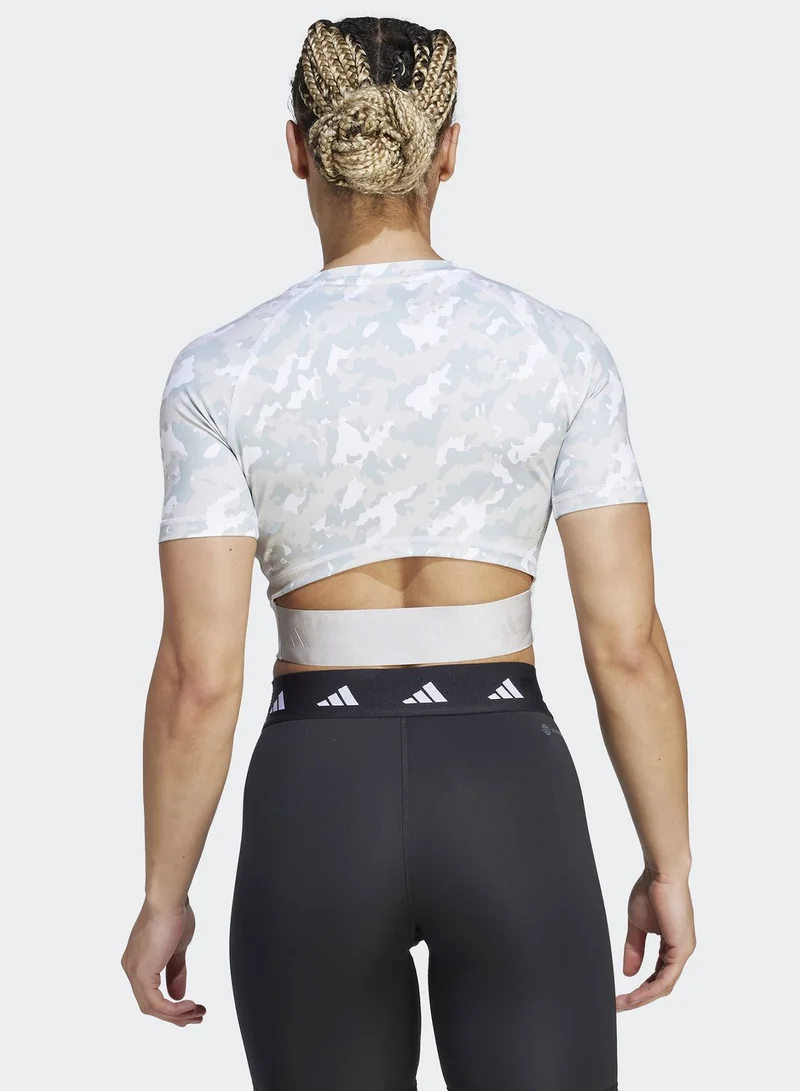 Adidas Techfit Camo Print Crop Training T-Shirt