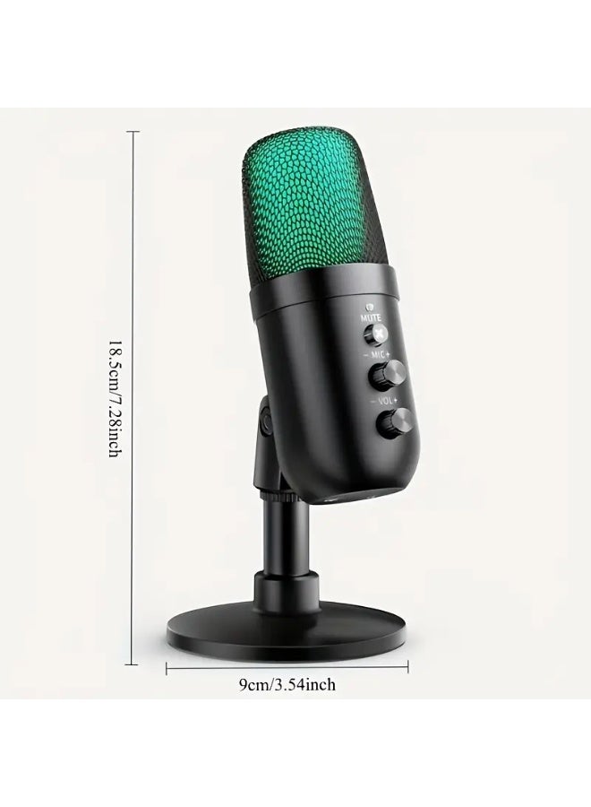 PROMASS RGB Professional Live Streaming Microphone with Desktop Stand and Mute Function