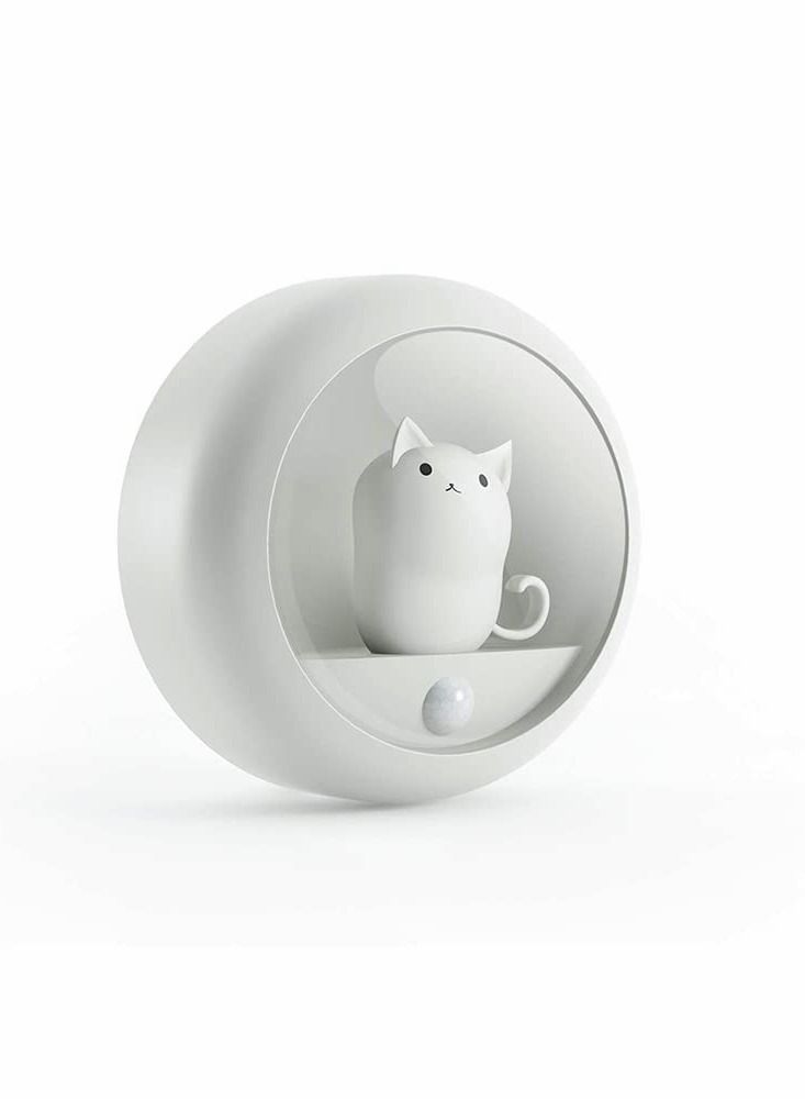 Y&D Motion Sensor Cat Night Light,with Built-in Rechargeable Battery for Wall Closet Bedroom Bathroom Nursery Kitchen Hallway Stairs, Natural White LED with Brightness Levels, Stick-Anywhere  - Image 1