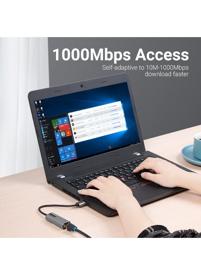 VENTION VENTION USB 3.0-A to Gigabit Ethernet Adapter Gray 0.15M Aluminum Alloy Type Model # CEWHB  - Image 3