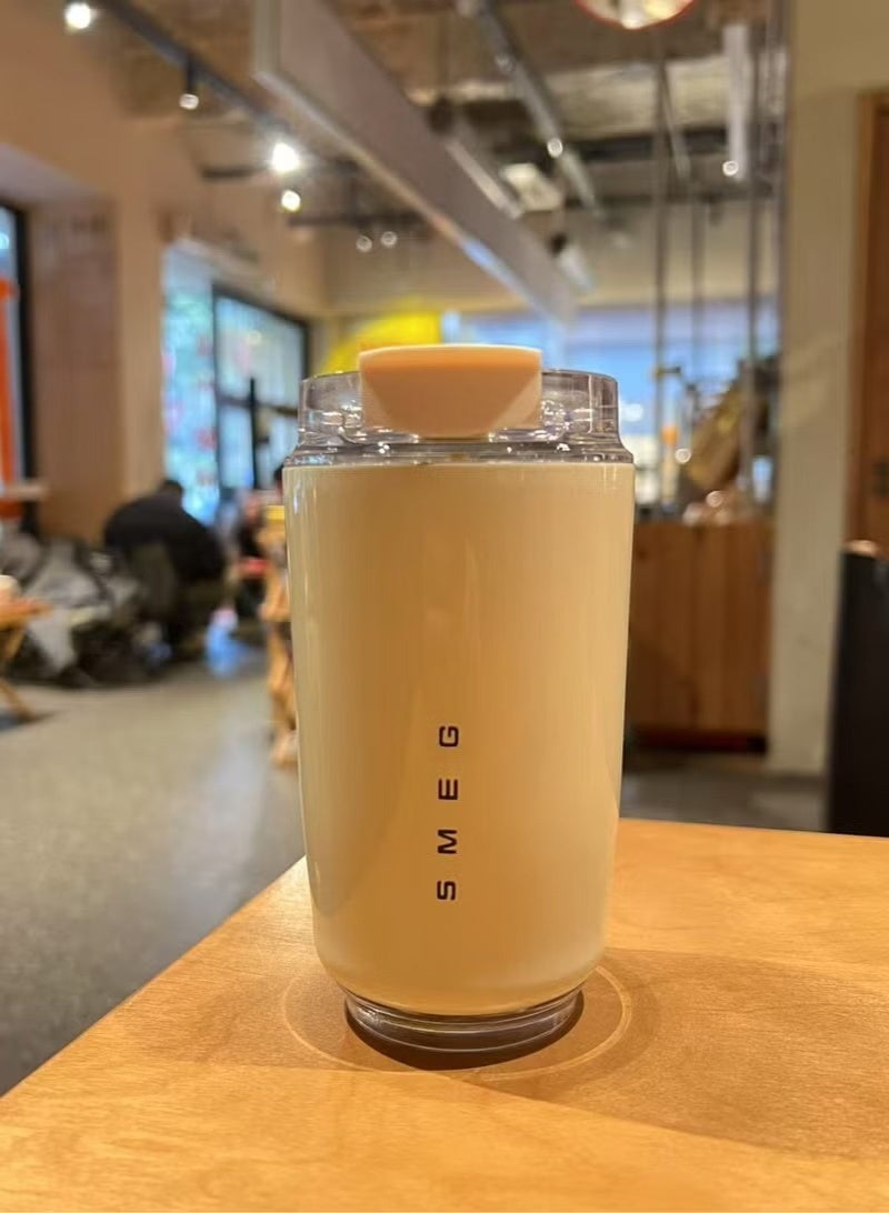 Smeg Travel Coffee Mug, 240ml Insulated Beverage Cup With Leakproof Lid, Long Lasting Coffee Tumbler With Lid And Straw, Travel Coffee Thermos （White） - Image 3