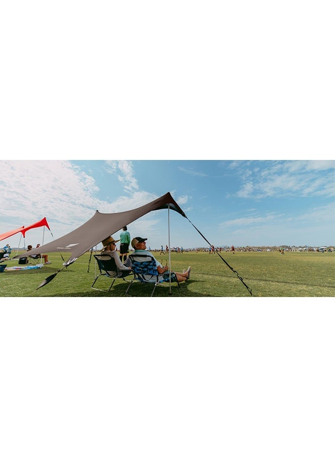 Portable Beach Canopy 3x3M Sun Shade Tent with Sandbags & Windproof Design – Khaki, Lightweight Lycra Fabric for Desert Camping & Outdoor Shelter​