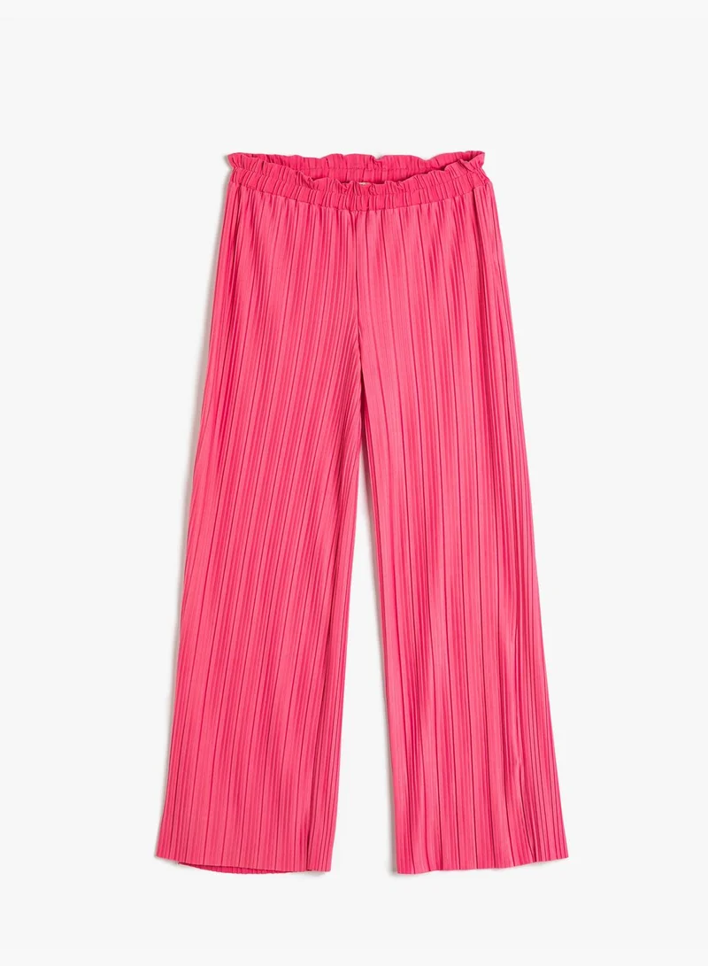 كوتون Trousers Wide Leg Relax Cut Elastic Waistband