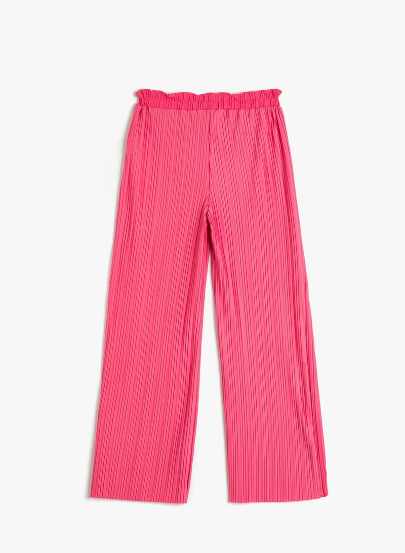 كوتون Trousers Wide Leg Relax Cut Elastic Waistband