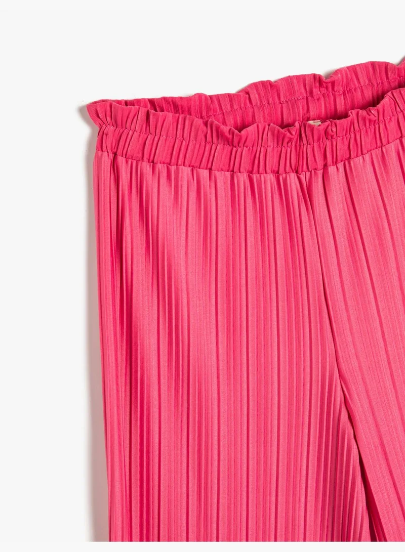 كوتون Trousers Wide Leg Relax Cut Elastic Waistband