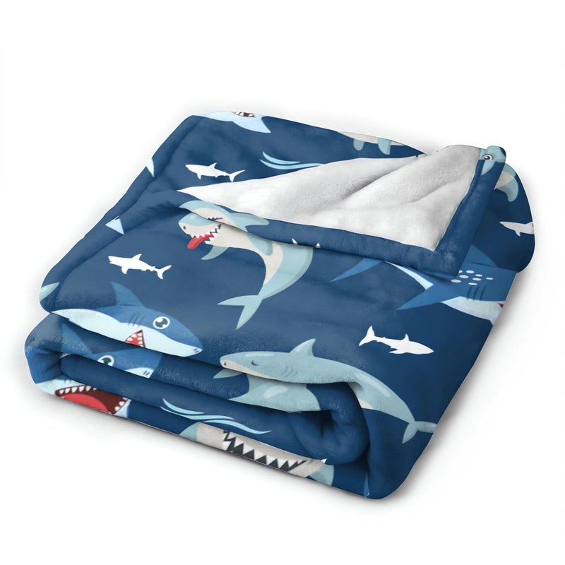 BOOPBEEP Shark Throw Blankets for Kids, Soft Warm Lightweight Bluey Toddle Blankets with Shark Pattern for Boys & Girls - Image 3