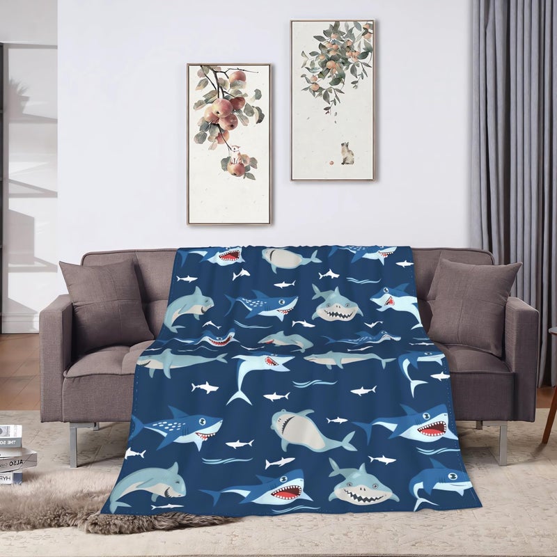 BOOPBEEP Shark Throw Blankets for Kids, Soft Warm Lightweight Bluey Toddle Blankets with Shark Pattern for Boys & Girls - Image 5