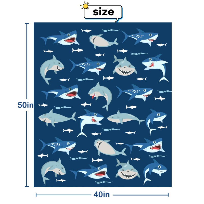 BOOPBEEP Shark Throw Blankets for Kids, Soft Warm Lightweight Bluey Toddle Blankets with Shark Pattern for Boys & Girls - Image 2