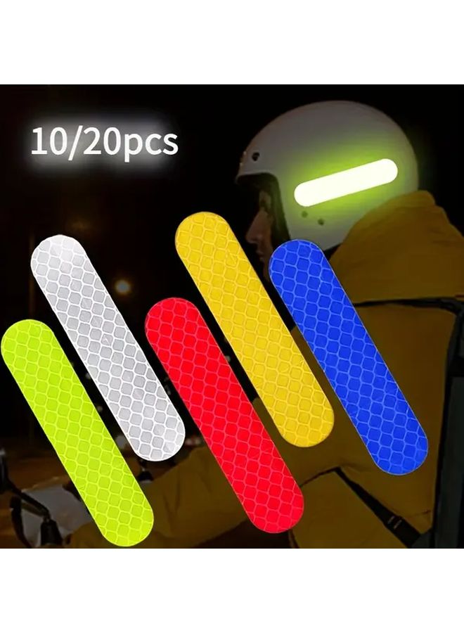 Yellow 20pcs Pet Reflective Stickers Safety Warning for Motorcycle Helmet - Image 1