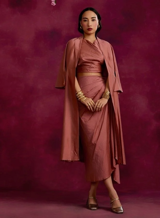 Abhishti Flared jacket- Rose brown