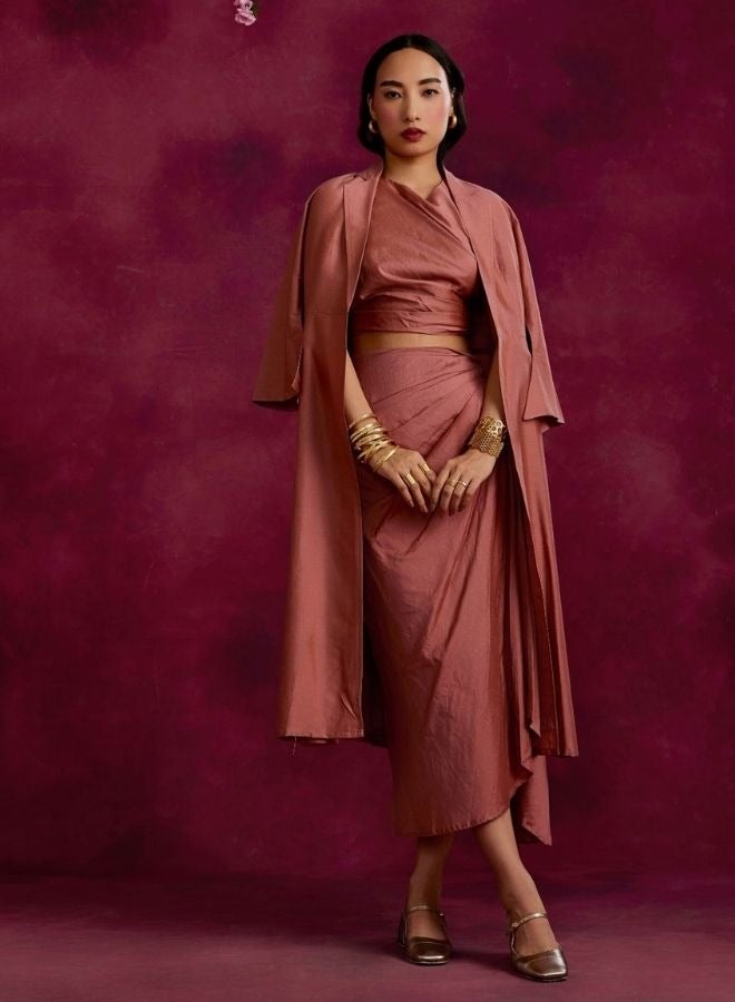Abhishti Flared jacket- Rose brown - Image 1