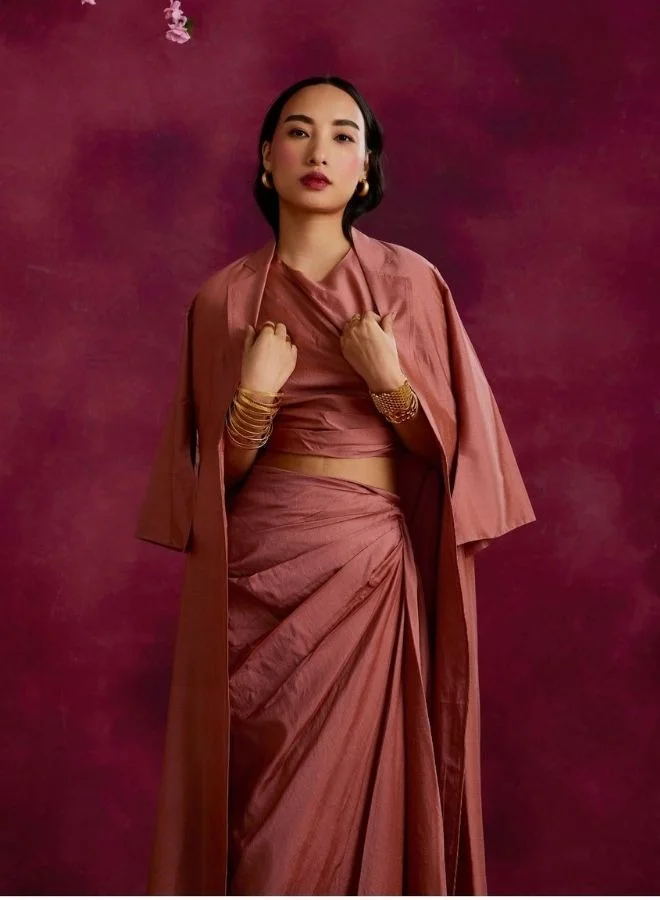 Abhishti Flared jacket- Rose brown
