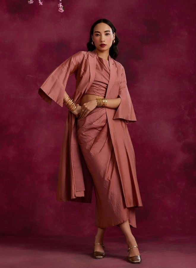 Abhishti Flared jacket- Rose brown - Image 4