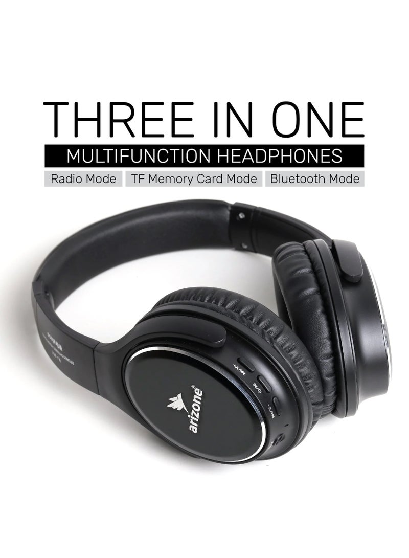 أريزون سماعات رأس بلوتوث ARIZONE 901 فوق الأذن | بلوتوث 5.3 | مدة تشغيل تصل إلى 12 ساعة | سماعات رأس لاسلكية قابلة للطي للهاتف والكمبيوتر | أسود - Image 5