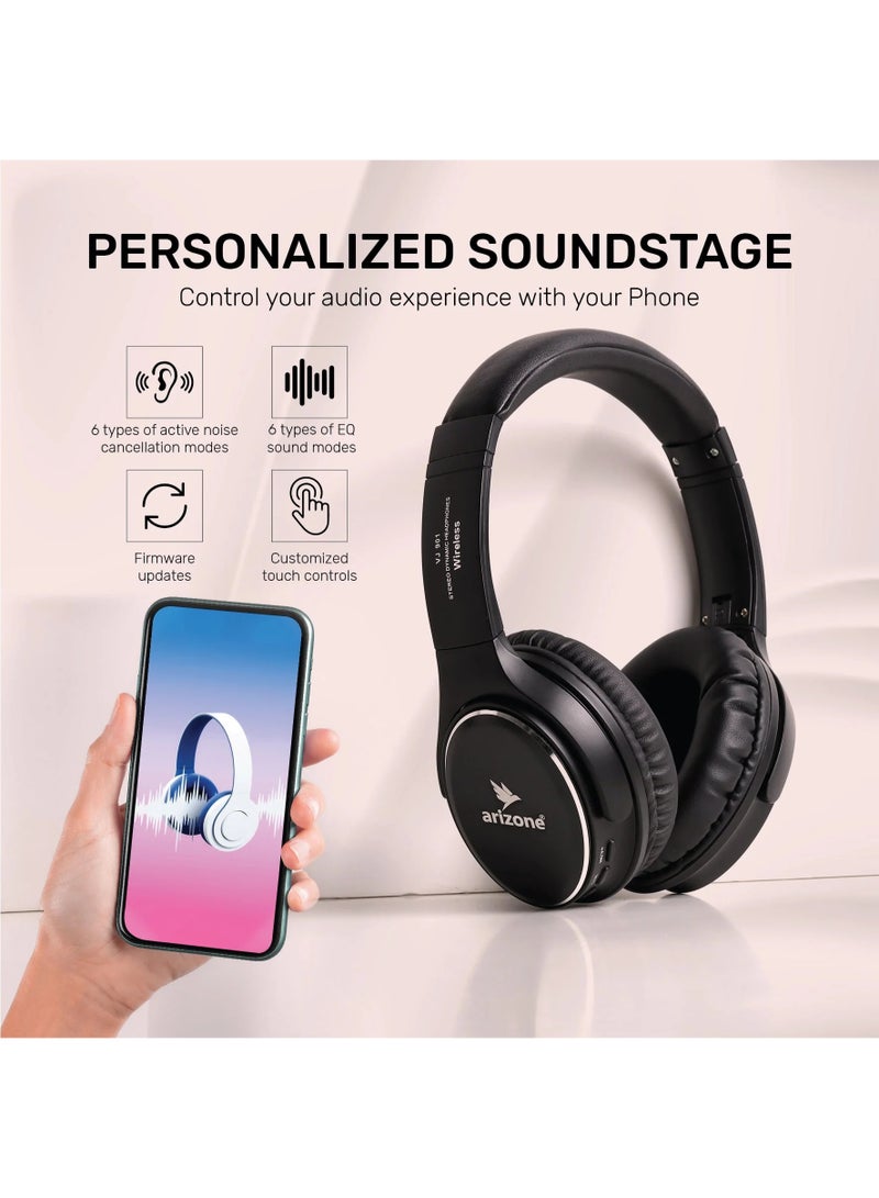 أريزون سماعات رأس بلوتوث ARIZONE 901 فوق الأذن | بلوتوث 5.3 | مدة تشغيل تصل إلى 12 ساعة | سماعات رأس لاسلكية قابلة للطي للهاتف والكمبيوتر | أسود - Image 3