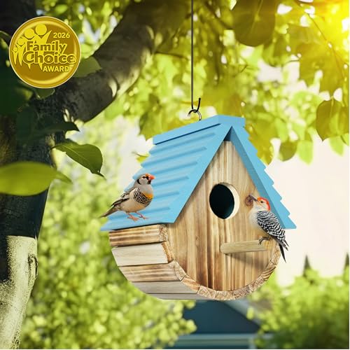 Auslar Bird House Auslar Wooden Bird Houses for Outside Birdhouse for Outdoors Hanging Bluebird House for Cardinals Finch Wren Swallow for Garden Viewing - Image 3