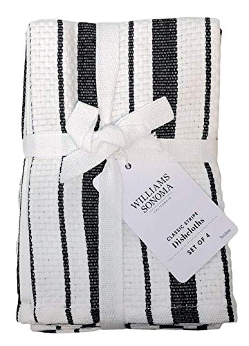 williams sonoma Williams-Sonoma Classic Striped Dishcloths, Dishrags, Jet Black (Set of 4) - Image 1