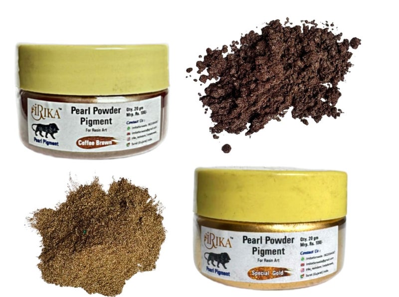 IRIKA Premiumcoffe brown and special gold Mica Powder Pack for Resin Art - 20g Each, Non-Toxic (pack 2) - Image 1