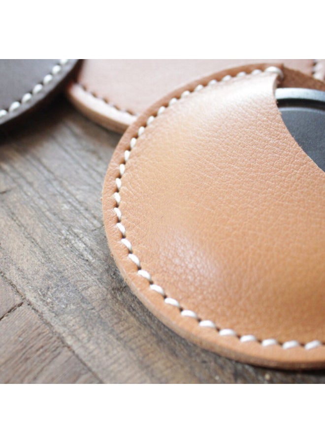 Vintage Cowhide Camera Lens Cover Storage Bag Travel Camera Lens Cover Bag Hanging Belt Photography Tool Cover Bag-Color:Beige  - Image 2