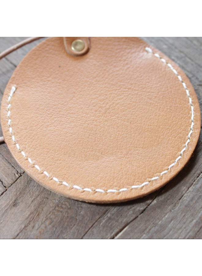 Vintage Cowhide Camera Lens Cover Storage Bag Travel Camera Lens Cover Bag Hanging Belt Photography Tool Cover Bag-Color:Beige  - Image 3
