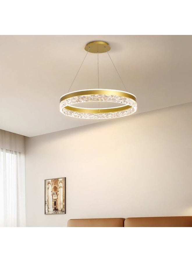يزما العالمية مصباح سقف LED ذهبي عصري مع وظيفة التحكم عن بعد في شدة الإضاءة | تصميم حلقة أكريليك قابلة للتعديل | 50 واط للمطابخ وغرف الطعام وغرف المعيشة - Image 1