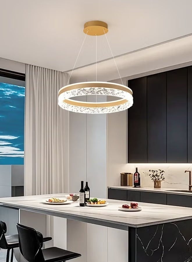 يزما العالمية مصباح سقف LED ذهبي عصري مع وظيفة التحكم عن بعد في شدة الإضاءة | تصميم حلقة أكريليك قابلة للتعديل | 50 واط للمطابخ وغرف الطعام وغرف المعيشة - Image 2