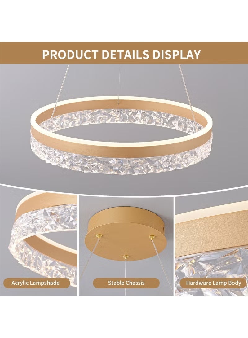 يزما العالمية مصباح سقف LED ذهبي عصري مع وظيفة التحكم عن بعد في شدة الإضاءة | تصميم حلقة أكريليك قابلة للتعديل | 50 واط للمطابخ وغرف الطعام وغرف المعيشة - Image 5