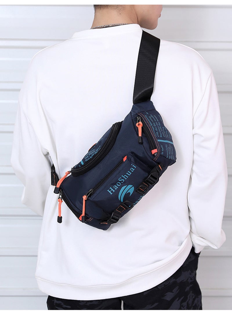 Moovant - Practical Crossbody Sling Bag Multifunctional Chest Bag Zippers Purse Waterproof Shoulder Bag Blue - Image 1