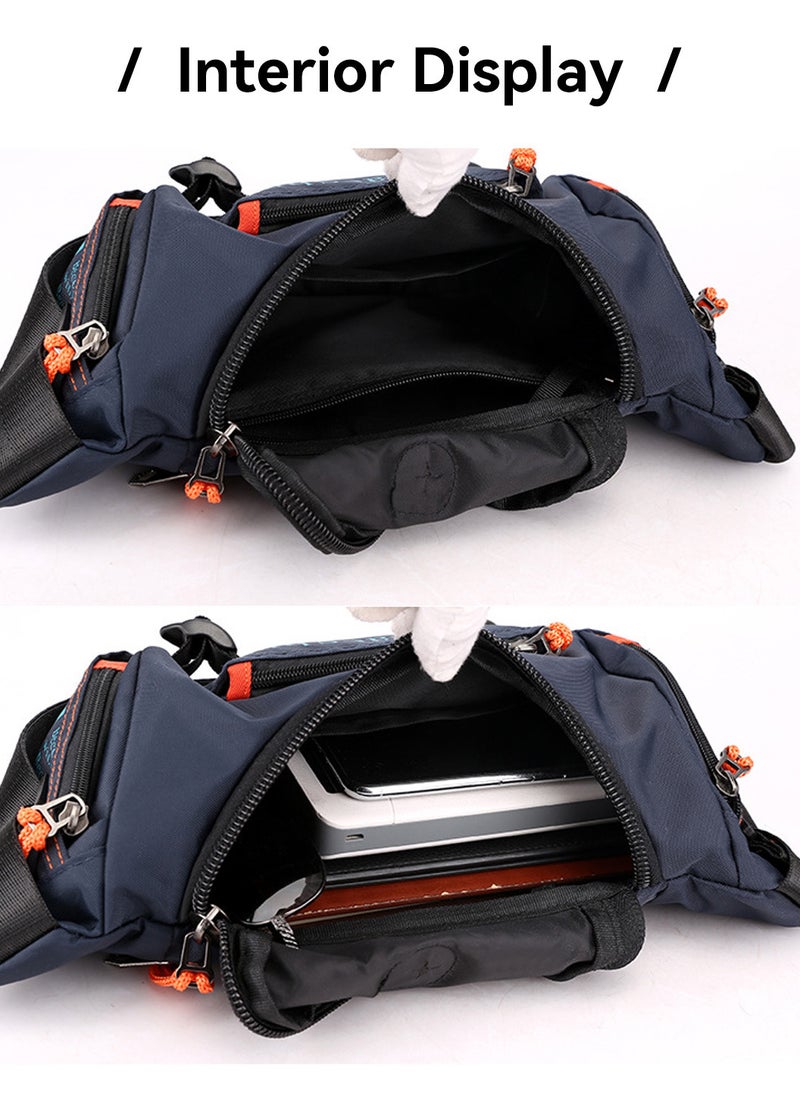 Moovant - Practical Crossbody Sling Bag Multifunctional Chest Bag Zippers Purse Waterproof Shoulder Bag Blue - Image 1