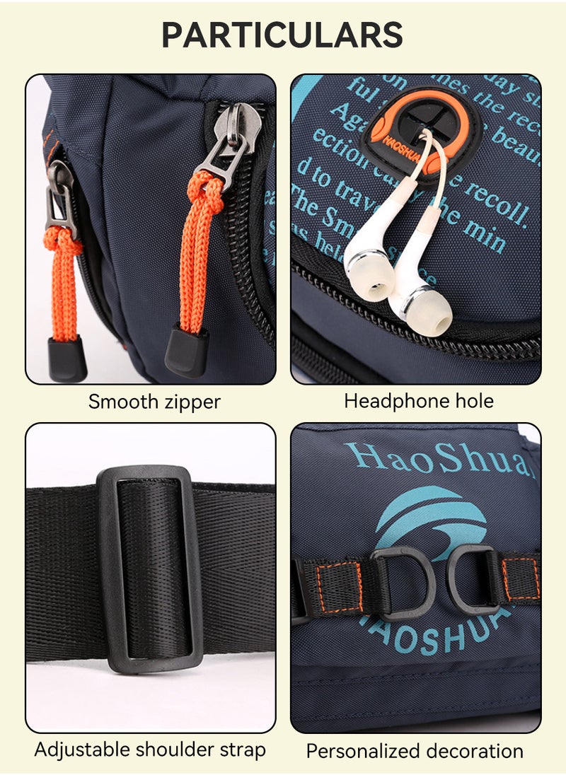 Moovant - Practical Crossbody Sling Bag Multifunctional Chest Bag Zippers Purse Waterproof Shoulder Bag Blue - Image 1