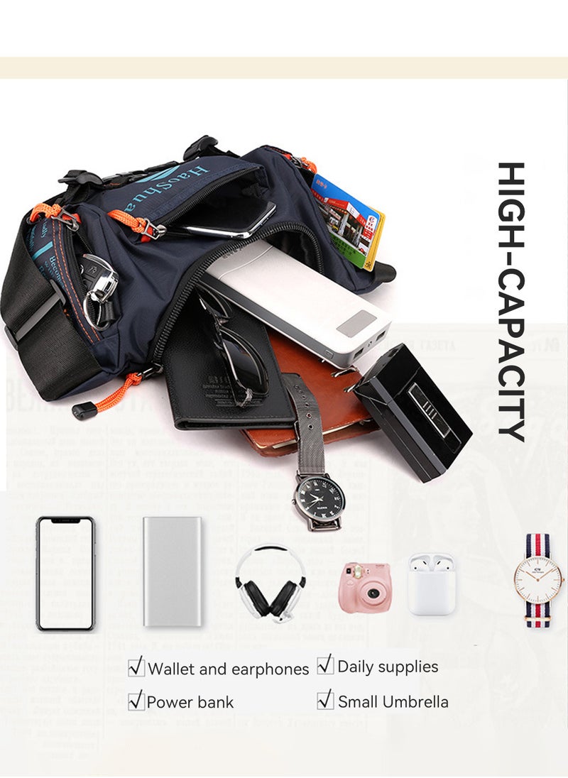 Moovant - Practical Crossbody Sling Bag Multifunctional Chest Bag Zippers Purse Waterproof Shoulder Bag Blue - Image 1