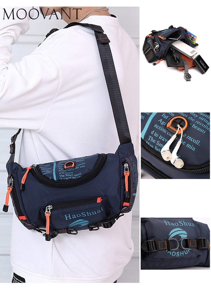 Moovant - Practical Crossbody Sling Bag Multifunctional Chest Bag Zippers Purse Waterproof Shoulder Bag Blue - Image 1