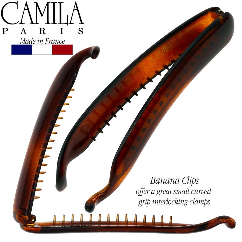 Camila Paris NV133 French Hair Banana Clincher Clip, Classic Girls Updo Flexible Ponytail Holder, Non Slip Interlocking Banana Comb, Fashion Durable Styling Hair Accessories for Women, Made in France - Image 4