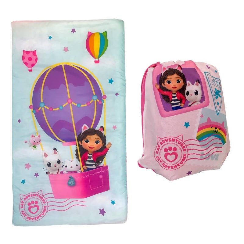 Franco DreamWorks Gabbys Dollhouse Kids Soft Lightweight 2 Piece SleepingSlumber Bag and Sling Bag Set 46L X 26W Official Licensed Gabbys Dollhouse Product by Franco