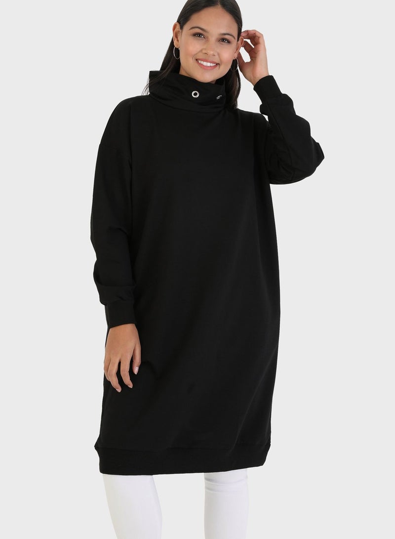 Refka by modanisa Pocket Detail High Neck Sweatshirt  - Image 3