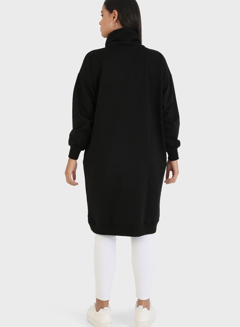 Refka by modanisa Pocket Detail High Neck Sweatshirt  - Image 2