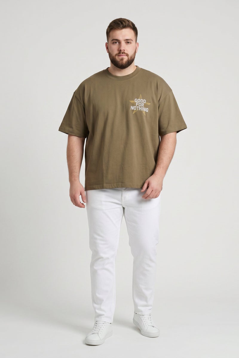 GOOD FOR NOTHING Men Crew Neck Short Sleeve Graphic Print T-Shirt, Dark Olive - Image 2