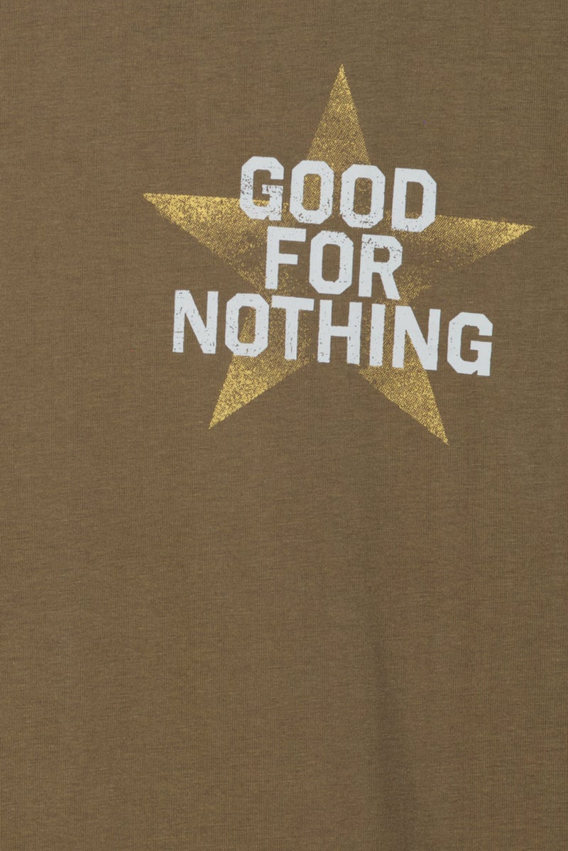 GOOD FOR NOTHING Men Crew Neck Short Sleeve Graphic Print T-Shirt, Dark Olive - Image 5